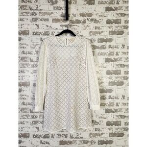 Michael Kors White Eyelet Mini Dress Size 12 Preppy Chic Designer